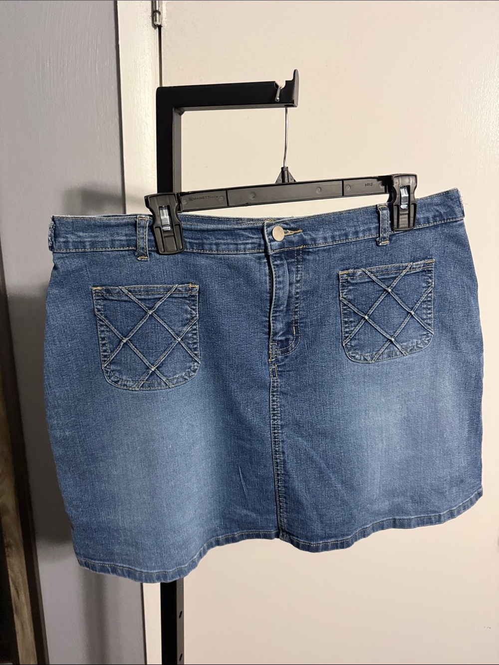 Wah Jeans Blue Denim Mini Skort w/Front Patch Pockets (Full Size shorts under)